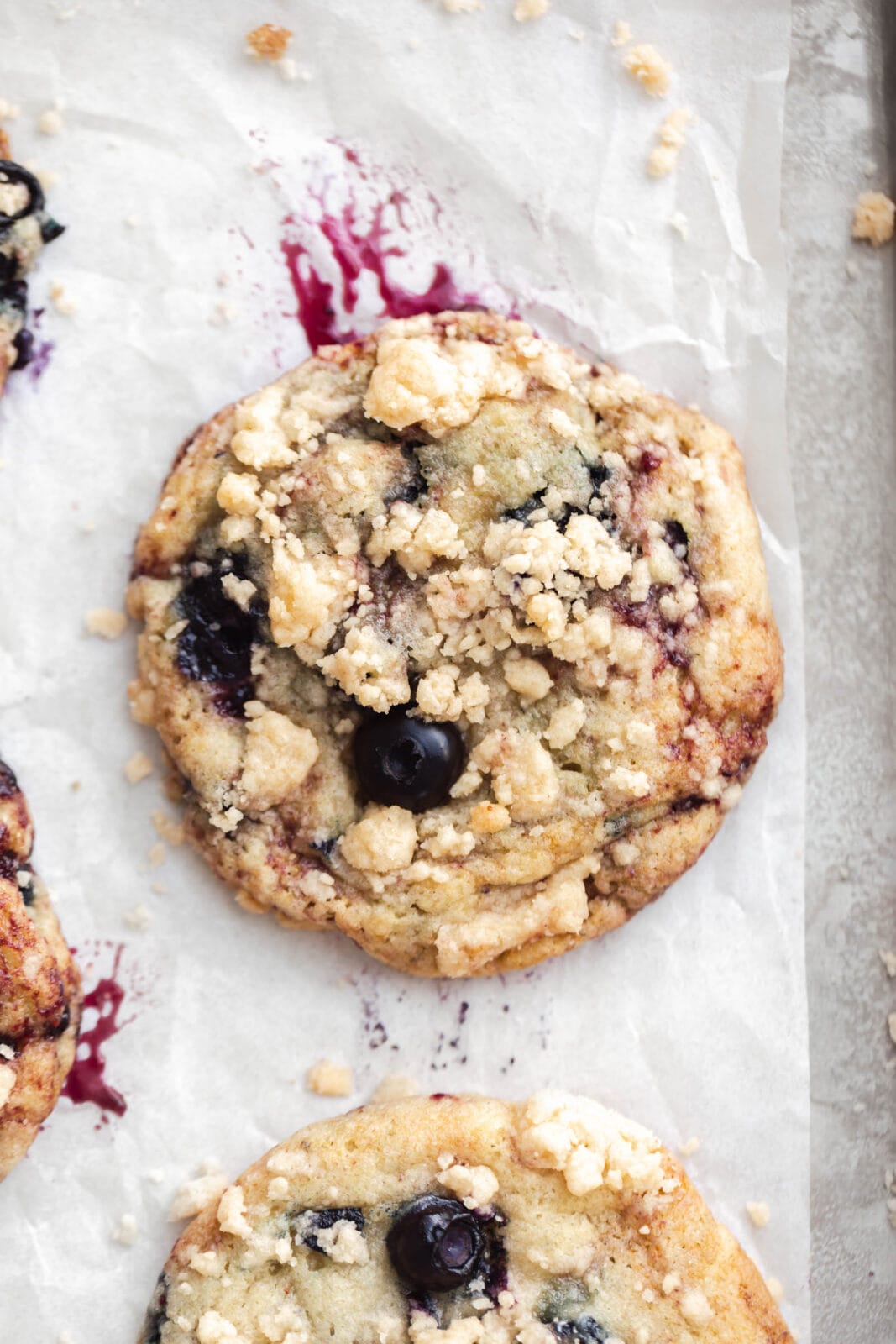 blueberry muffin cookies on a sheet
