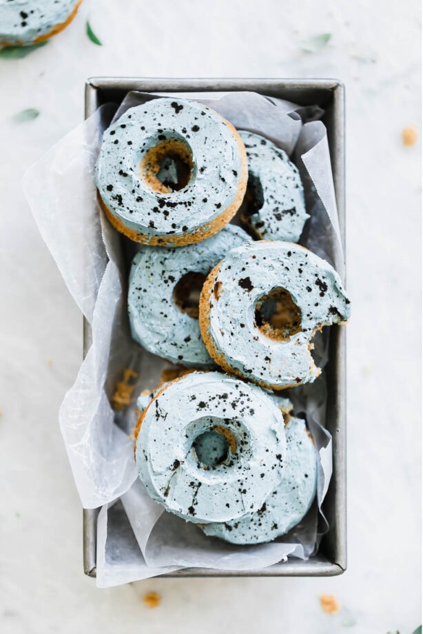 A luxuriously moist Carrot Cake Donut topped with a "Robin's Egg" buttercream frosting. So perfect for spring, am I right?!