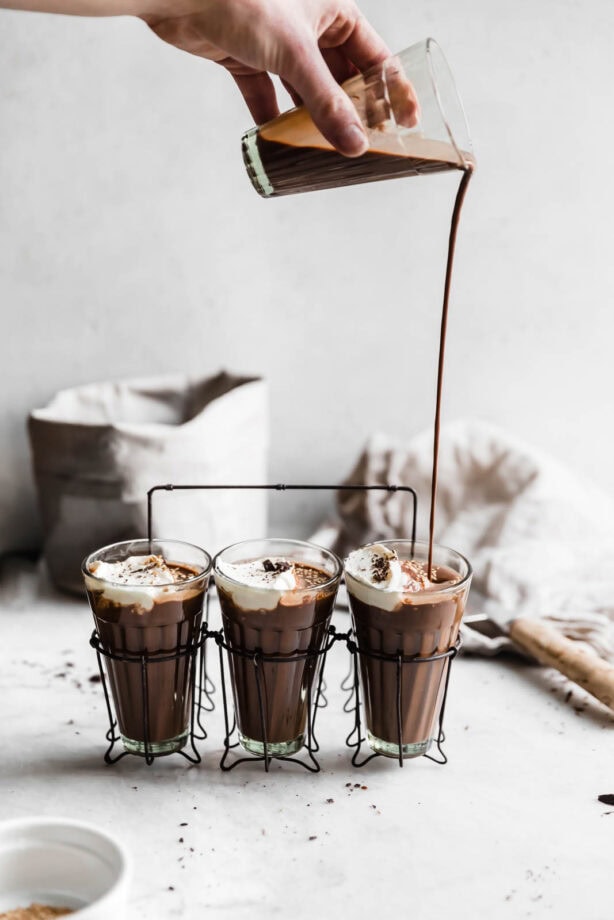 Thick AF Tahini Hot Chocolate made with hunks of bittersweet chocolate and spoonfuls of tahini. Guys, this stuff is pure liquid gold.